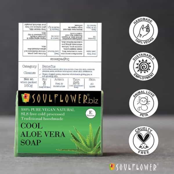 Soulflower Cool Aloe Vera Soap 150Gm