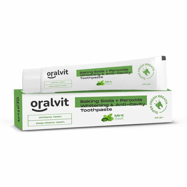 Oralvit Baking Soda And Peroxide Toothpaste For Whitening & Anti-Cavity | 100Gm Mint Flavour
