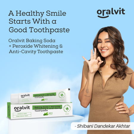Oralvit Baking Soda And Peroxide Toothpaste For Whitening & Anti-Cavity | 100gm Mint Flavour