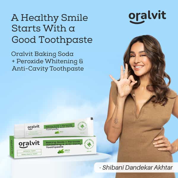Oralvit Baking Soda And Peroxide Toothpaste For Whitening & Anti-Cavity | 100Gm Mint Flavour