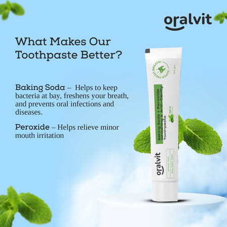 Oralvit Baking Soda And Peroxide Toothpaste For Whitening & Anti-Cavity | 100gm Mint Flavour