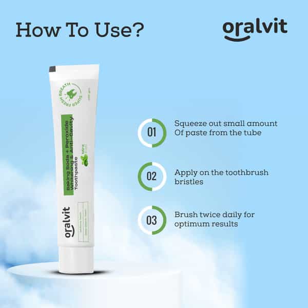 Oralvit Baking Soda And Peroxide Toothpaste For Whitening & Anti-Cavity | 100Gm Mint Flavour