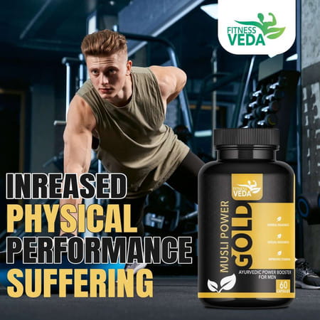 Fitness Veda Musli Power Gold - Ayurvedic Herbal Supplement With Safed Musli | Shilajit