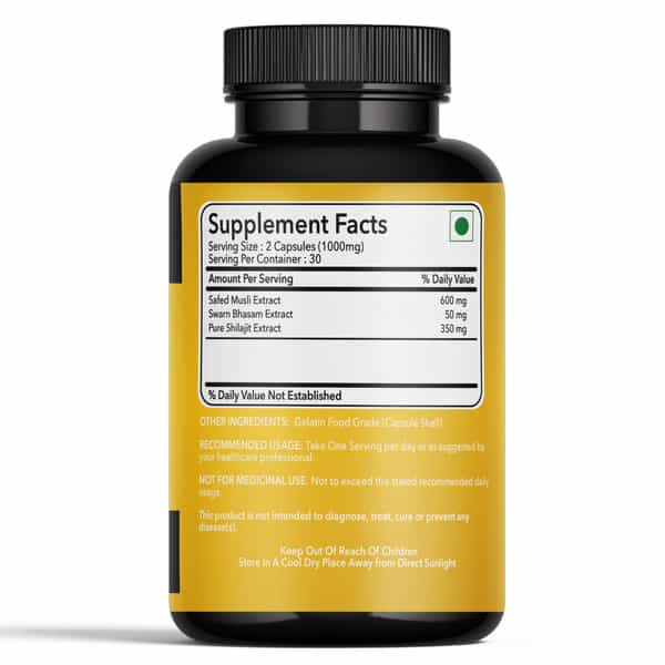 Fitness Veda Musli Power Gold - Ayurvedic Herbal Supplement With Safed Musli | Shilajit