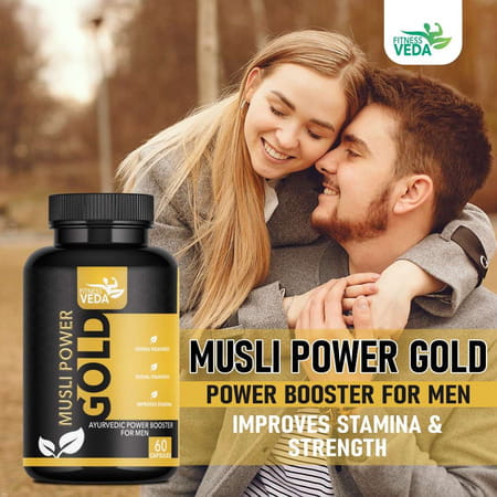 Fitness Veda Musli Power Gold - Ayurvedic Herbal Supplement With Safed Musli | Shilajit