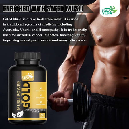 Fitness Veda Musli Power Gold - Ayurvedic Herbal Supplement With Safed Musli | Shilajit