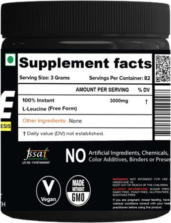 Nutrija Instant L-Leucine Powder -100% Pure & Usp Grade (250 Grams- Pack Of 2)
