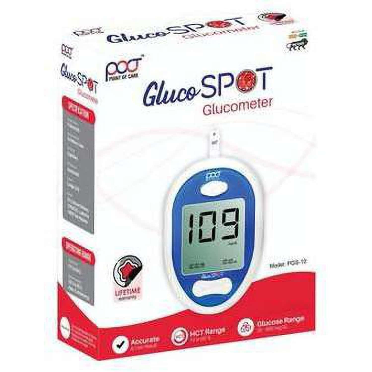 Point Of Care Gluco Spot Glucometer With 50 Test Strips {pgs-10}