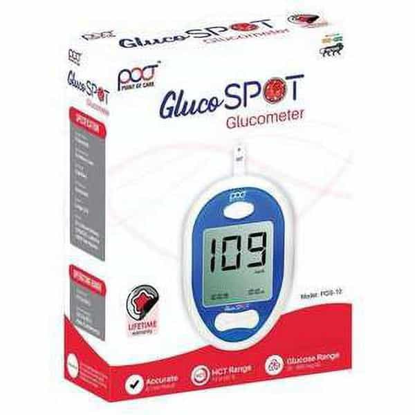Point Of Care Gluco Spot Glucometer With 50 Test Strips {Pgs-10}