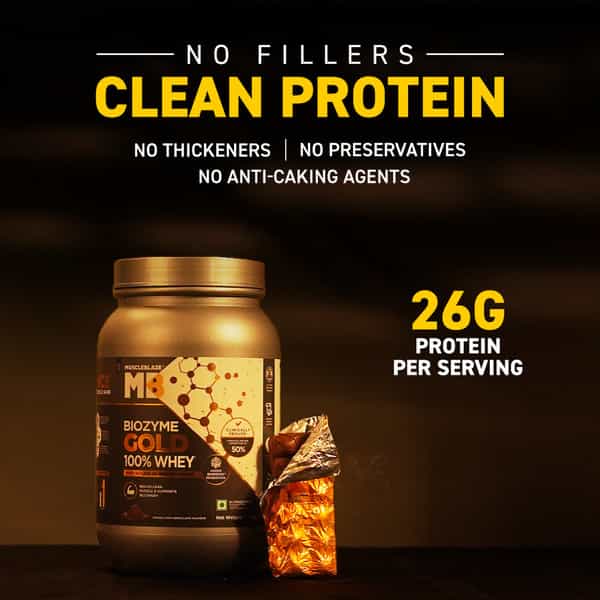 Muscleblaze Biozyme Gold 100% Whey Protein (Double Rich Chocolate| 1Kg / 2.2 Lb)