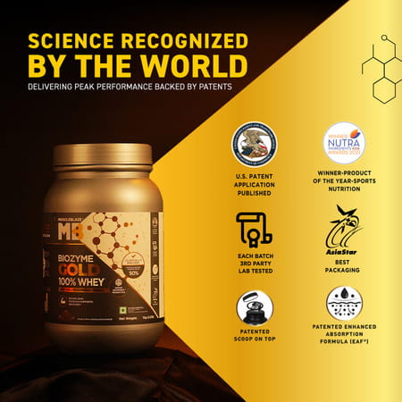 Muscleblaze Biozyme Gold 100% Whey Protein (Double Rich Chocolate| 1kg / 2.2 Lb)