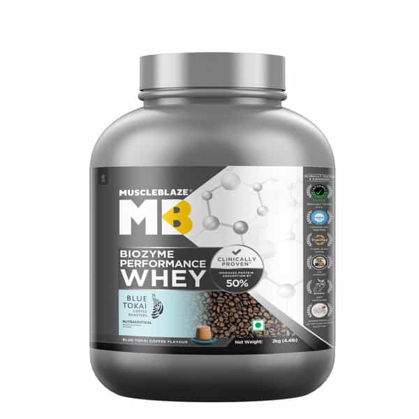 Muscleblaze Biozyme Performance Whey Protein | Blue Tokai Coffee | 2Kg | 25G Protein Per Scoop