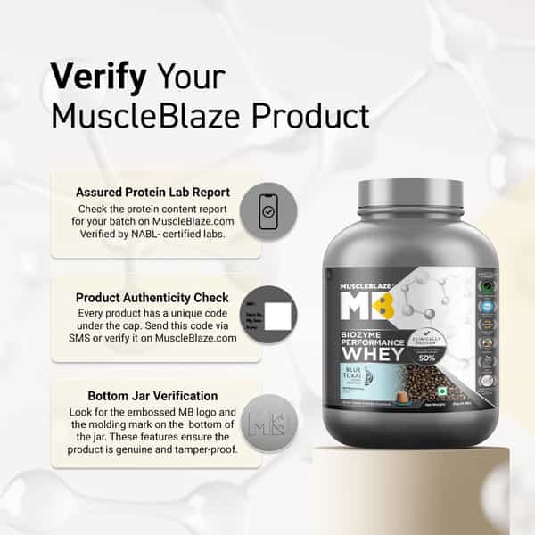Muscleblaze Biozyme Performance Whey Protein | Blue Tokai Coffee | 2Kg | 25G Protein Per Scoop