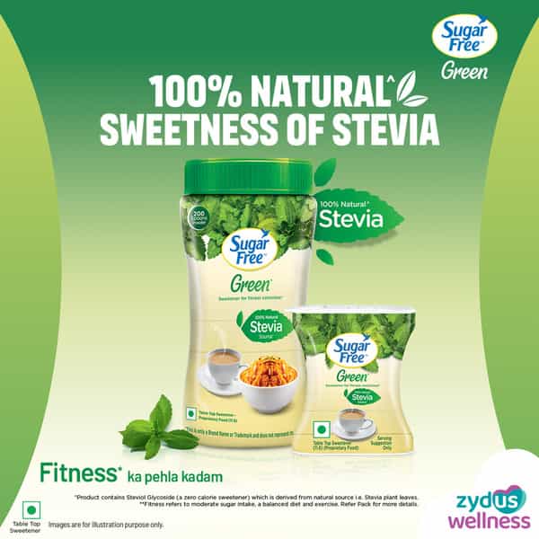 Sugar Free Green Sweetener With Natural Stevia Bottle Of 100 Pellets