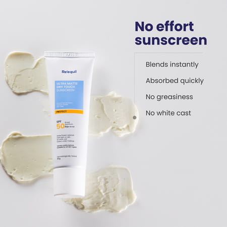 Re'Equil Ultra Matte Dry Touch Sunscreen Gel Spf 50 Pa++++ 50gm