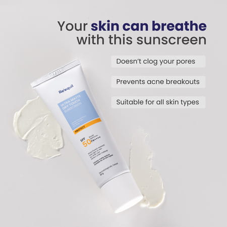 Re'Equil Ultra Matte Dry Touch Sunscreen Gel Spf 50 Pa++++ 50gm