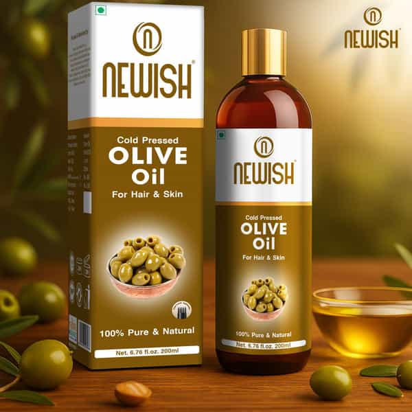 Newish Pure Cold Pressed Olive Oil For Hair And Skin 200Ml (Olive Oil)