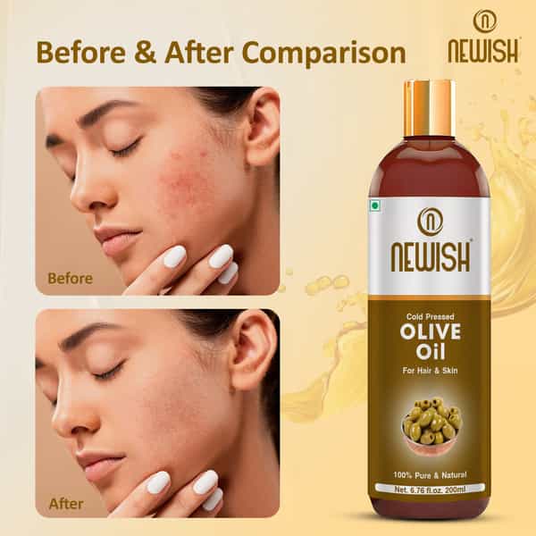 Newish Pure Cold Pressed Olive Oil For Hair And Skin 200Ml (Olive Oil)