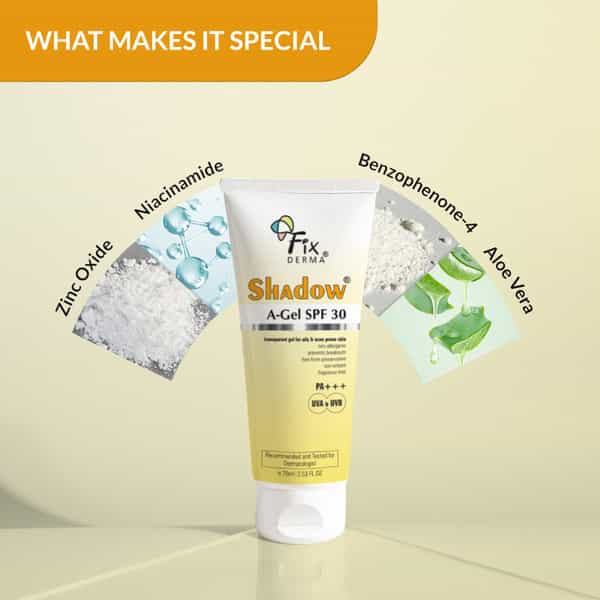 Fixderma Shadow A-Gel Spf 30 For Oily & Acne Prone Skin Sunscreen 75 Ml