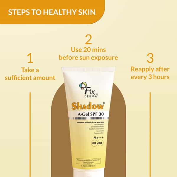 Fixderma Shadow A-Gel Spf 30 For Oily & Acne Prone Skin Sunscreen 75 Ml