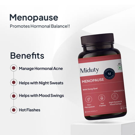 Miduty Menopause - Dong Quai - Maca Root - Peri Menopause - Hot Flash Relief - 60 Capsules