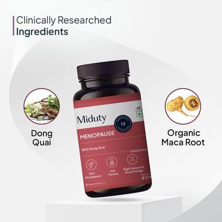 Miduty Menopause - Dong Quai - Maca Root - Peri Menopause - Hot Flash Relief - 60 Capsules