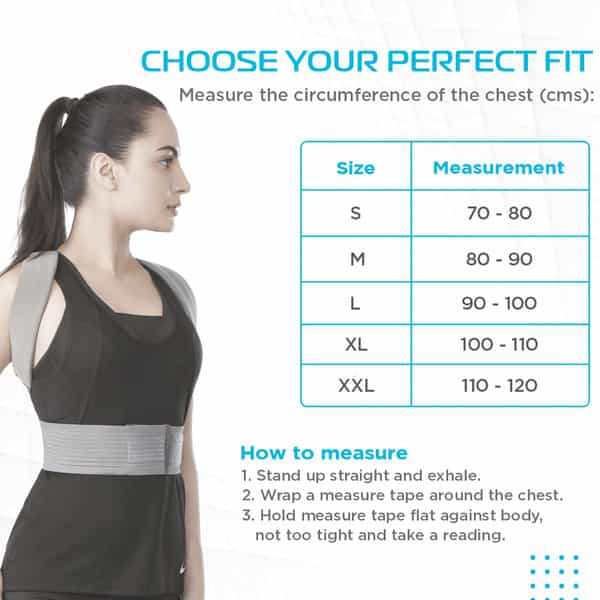 Vissco Posture Aid (Moderate Support) | Ideal Aid To Correct Posture & Relieves Pain - Xxl(Grey)