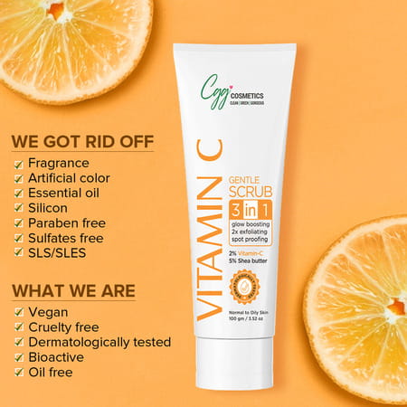 Cgg Cosmetics Vitamin C Gentle Face Scrub 3in1 Glow Boosting 2x Exfoliating Spot Proofing-100 Gm
