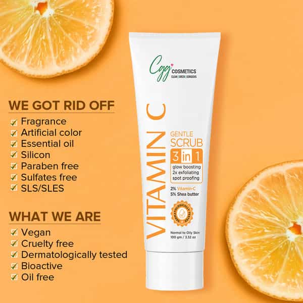 Cgg Cosmetics Vitamin C Gentle Face Scrub 3In1 Glow Boosting 2X Exfoliating Spot Proofing-100 Gm