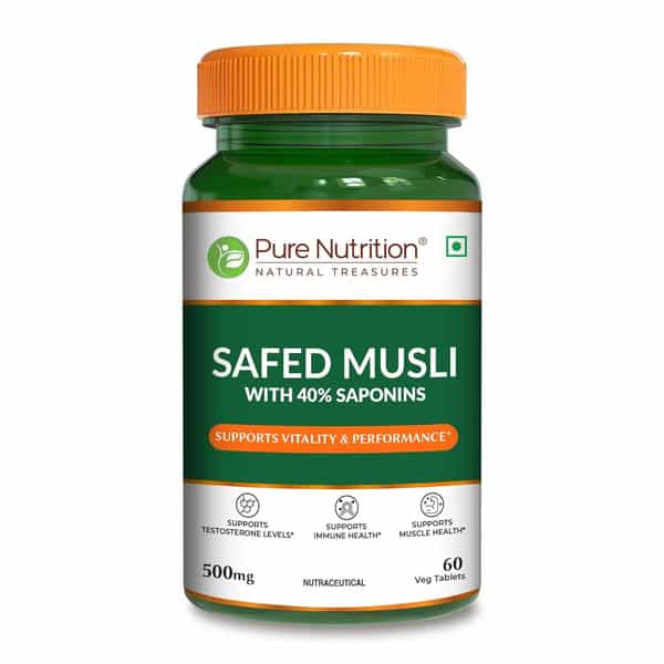 Pure Nutrition Safed Musli - 500Mg | 60 Veg Tablets