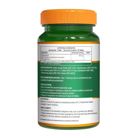 Pure Nutrition Safed Musli - 500mg | 60 Veg Tablets