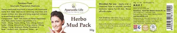 Al-Ayurvedic Life Herbo Mud Pack - 50G Pack Of 4