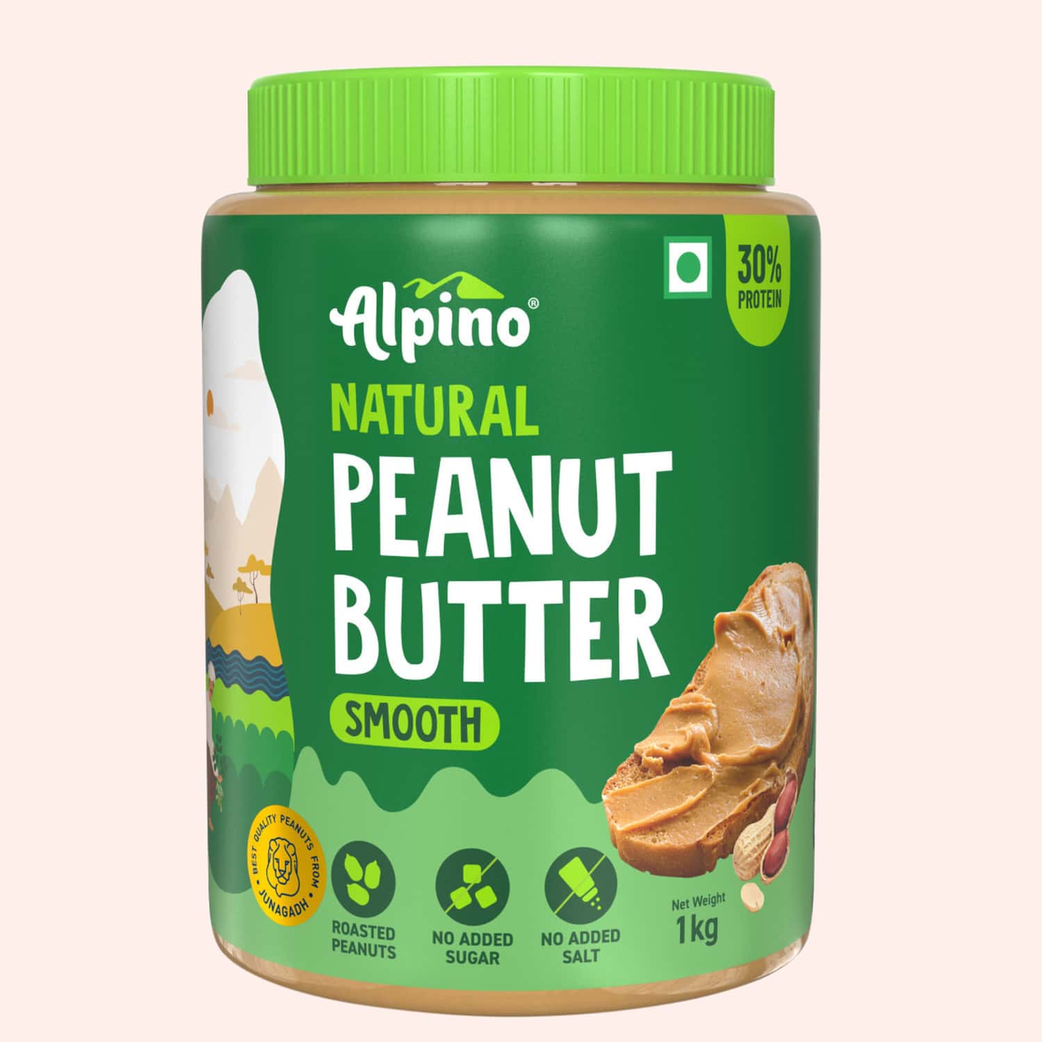 Alpino Natural Peanut Butter Smooth Jar 1 Kg