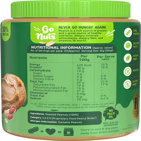 Alpino Natural Peanut Butter Smooth Jar 1 Kg