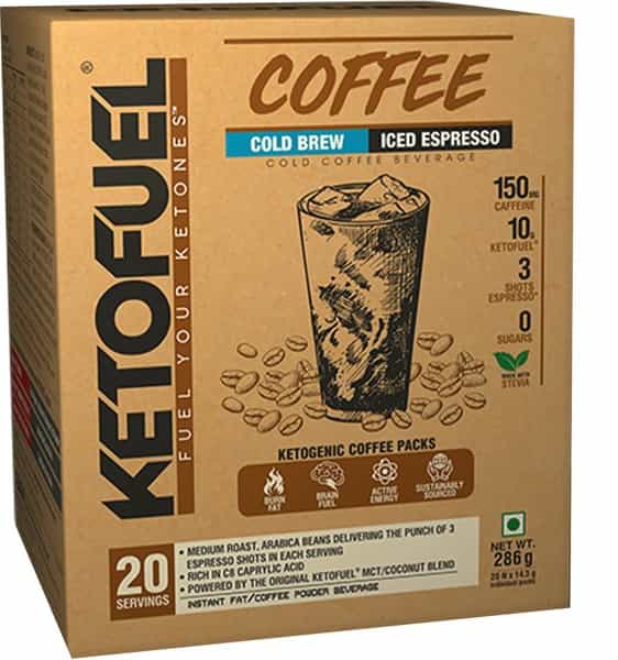 Ketofuel Coffee Cold Brew (Iced Espresso) Mct Keto Coffee Powder - 20 Servings
