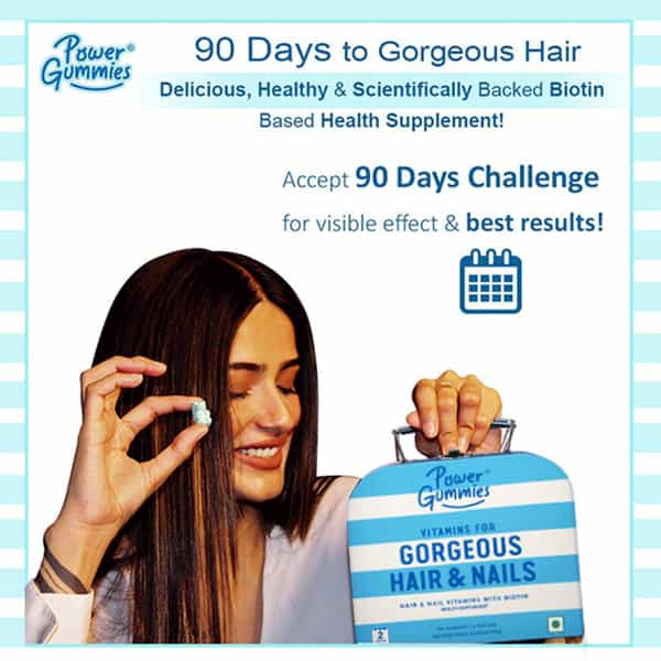 Power Gummies Hair & Nail Gummies With Biotin For Healthy Nails & Hair Growth (Pack Of 120)