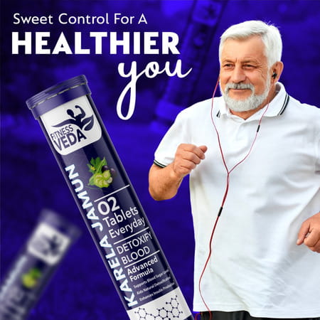 Fitness Veda Karela Jamun Effervescent Tablets - Ayurvedic Formula For Blood Sugar Control