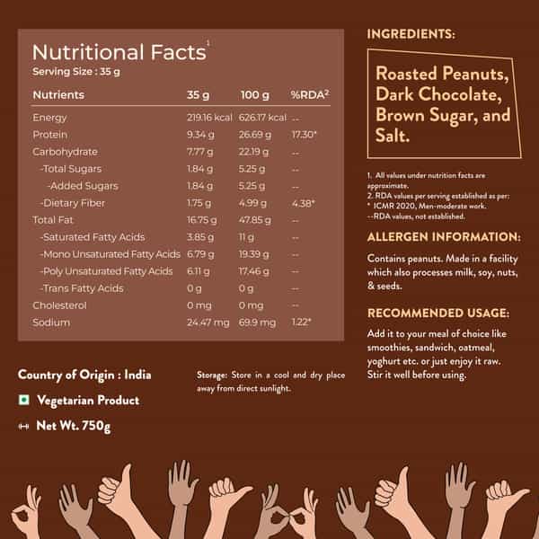 Nutrabay Foods Flavoured Peanut Butter - Chocolate Intense Creamy (750G+750G)