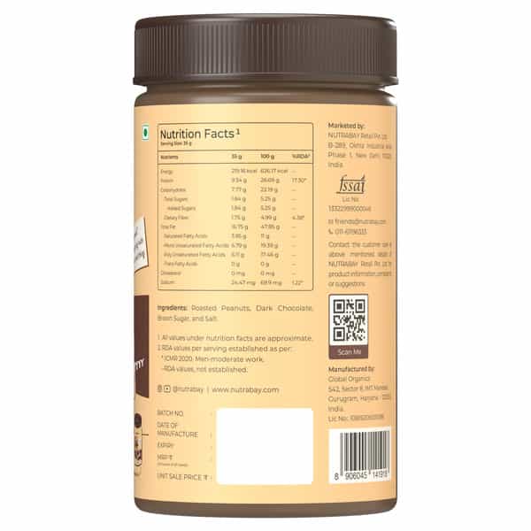 Nutrabay Foods Flavoured Peanut Butter - Chocolate Intense Creamy (750G+750G)