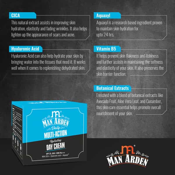 Man Arden Daily Multi-Action Hydrating Day Cream Cicaspf 25 Uva / Uvb Pa+++ 50G