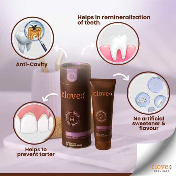 Clove Kids Toothpaste (3+Years) Natural Strawberry Flavour | No Artificial Flavours 100G