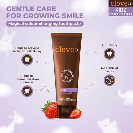 Clove Kids Toothpaste (3+Years) Natural Strawberry Flavour | No Artificial Flavours 100g