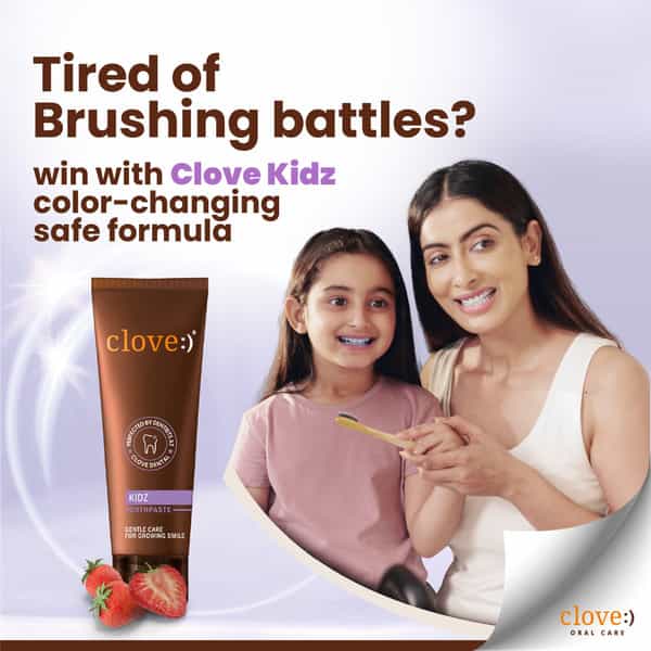 Clove Kids Toothpaste (3+Years) Natural Strawberry Flavour | No Artificial Flavours 100G