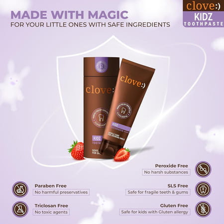 Clove Kids Toothpaste (3+Years) Natural Strawberry Flavour | No Artificial Flavours 100g