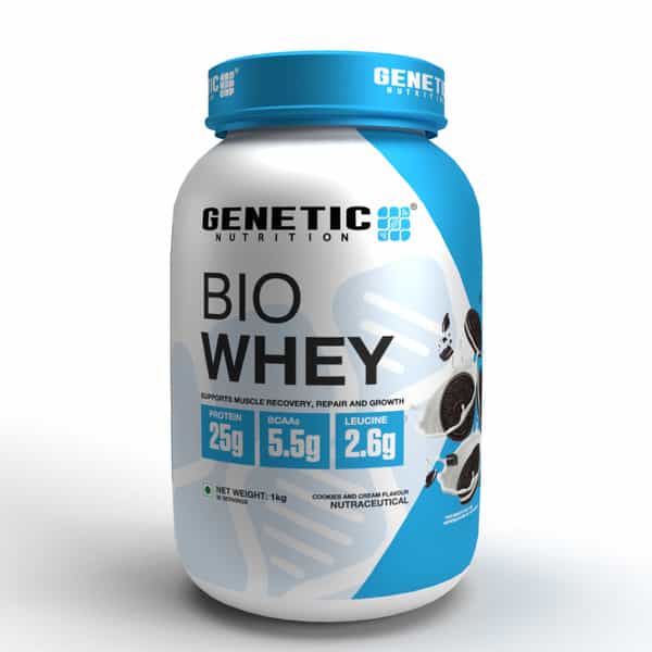 Genetic Nutrition Bio Whey Protein Powder | Cookies And Cream | 1 Kg (2.2 Lbs)