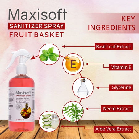 Maxisoft Sanitizer Spray | Fruit Basket | 500 Ml | Pack Of 4