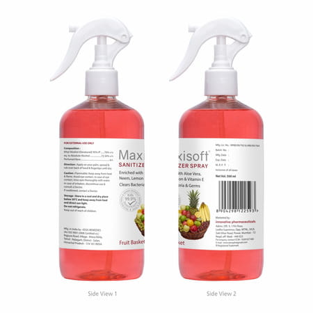 Maxisoft Sanitizer Spray | Fruit Basket | 500 Ml | Pack Of 4