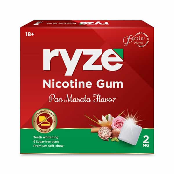 Ryze Nicotine Gum 2Mg | Pan Masala|9 Gums Each X Smoking Cessations (Pack Of 15)