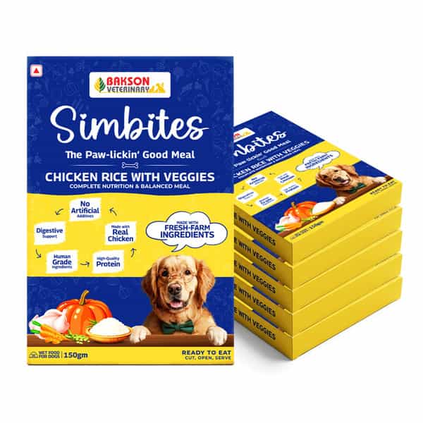 Bakson Veterinary Simbites Chicken Rice With Veggies Wet Food For Dogs 150 Gm (Pack Of 6)