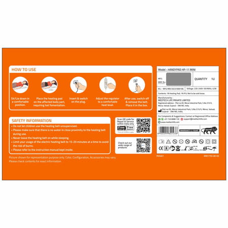 Medtech Orthopaedic Electric Heating Pad For Pain Relief | Suitable For Lower Back | Shoulder - Mini